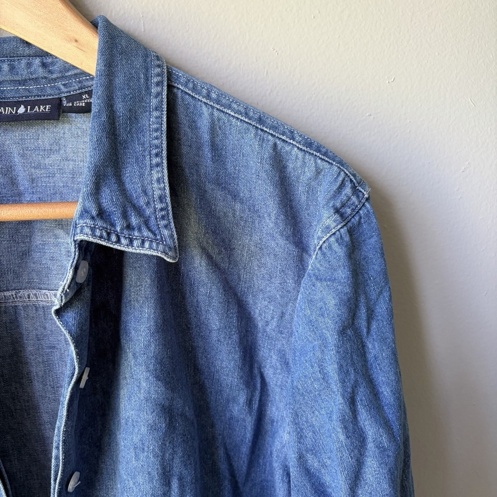 Mountain Lake Womens Denim Button Down Shirt Medium Wash 100% Cotton Size XL - Picture 4 of 10